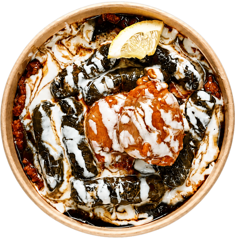 Dolma bowl with sauce